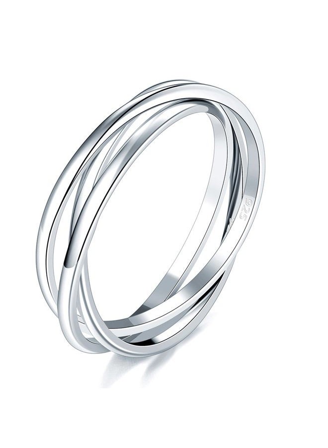 MINDDHA Sterling Silver Interlocking Ring for Women - 925 Trinity Rolling Ring - Handmade Dainty Stackable Jewelry Rings, Ideal Gift for Anniversary or Special Occasions - 2mm or 3mm Bands, Sizes 4-12 - Image 1