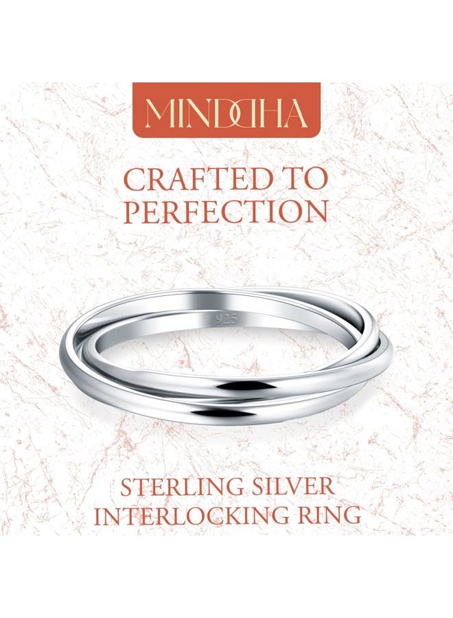 MINDDHA Sterling Silver Interlocking Ring for Women - 925 Trinity Rolling Ring - Handmade Dainty Stackable Jewelry Rings, Ideal Gift for Anniversary or Special Occasions - 2mm or 3mm Bands, Sizes 4-12 - Image 2
