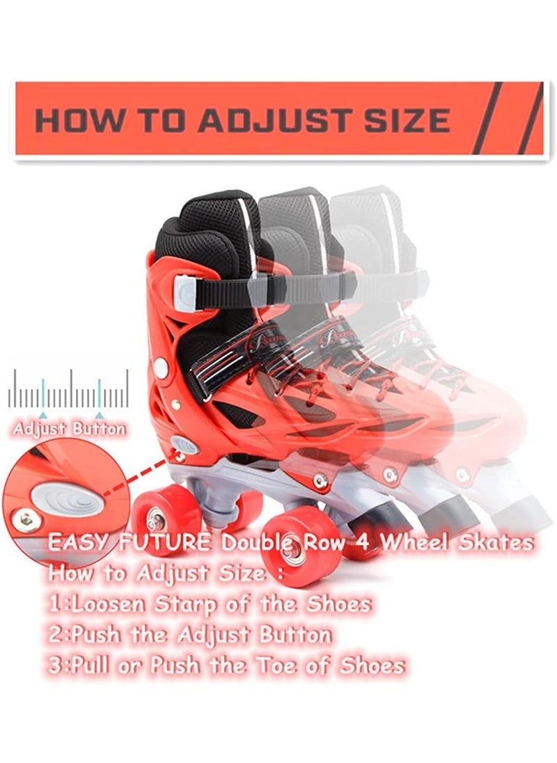 Roller Skates Shoes with double rows 4 Wheels Adjustable Shoe Size AREA for Boys and Girls