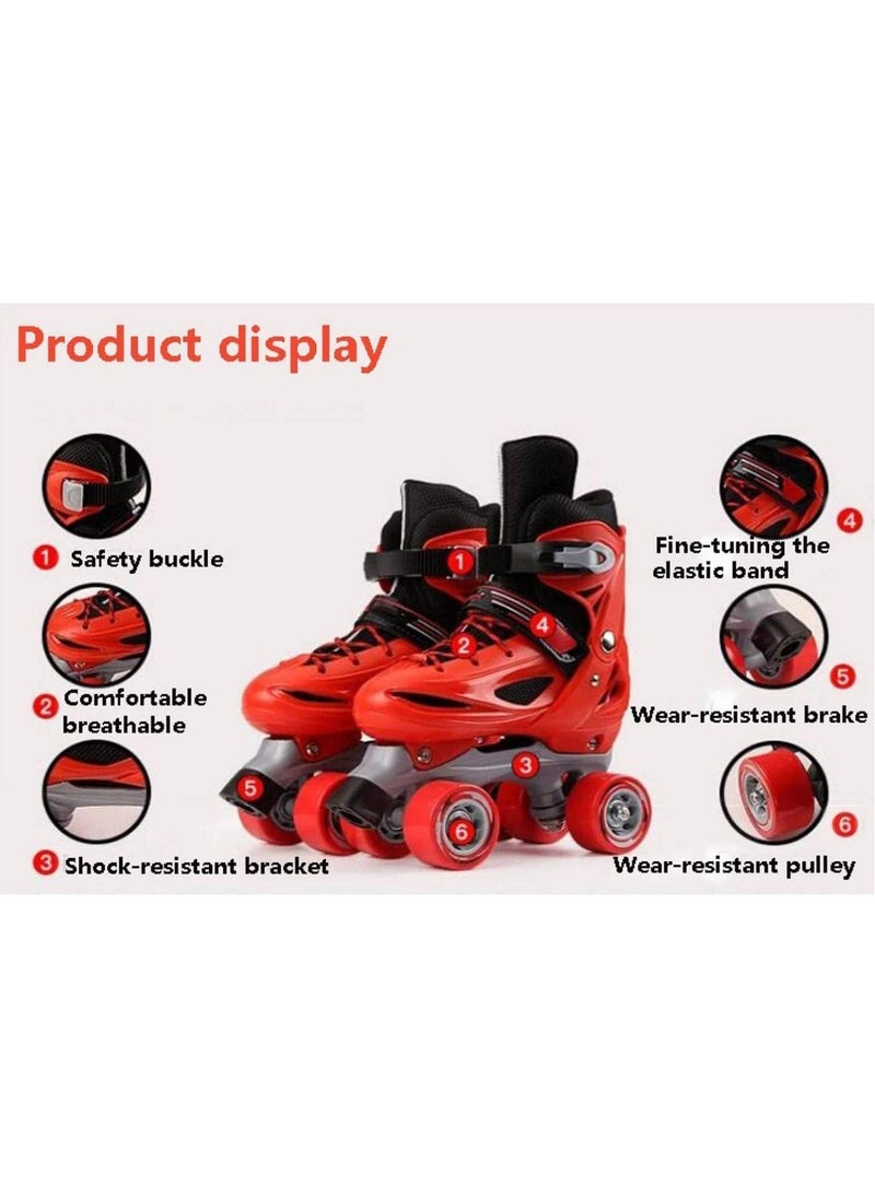 Roller Skates Shoes with double rows 4 Wheels Adjustable Shoe Size AREA for Boys and Girls