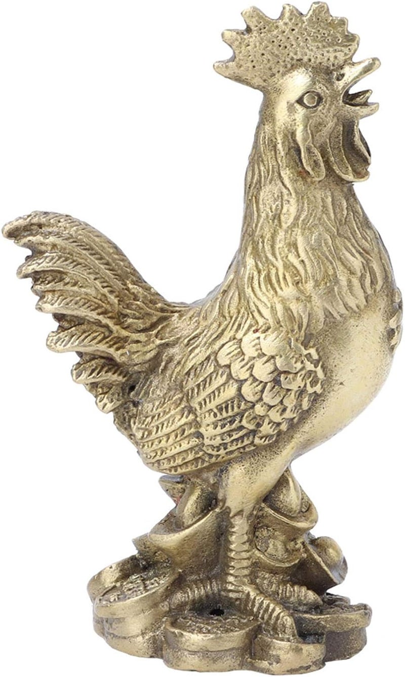 klarako Brass Chicken, Hand-Made Pure Brass Chicken, Rooster Statue Feng Shui Chicken Figurine Collection Symbol of Luck and Wealth for Office Enshrine Table Living Room Home Decoration - Image 5