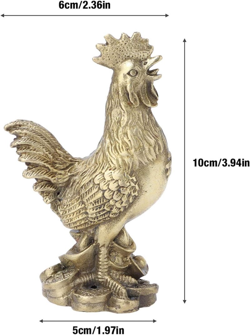 klarako Brass Chicken, Hand-Made Pure Brass Chicken, Rooster Statue Feng Shui Chicken Figurine Collection Symbol of Luck and Wealth for Office Enshrine Table Living Room Home Decoration - Image 4