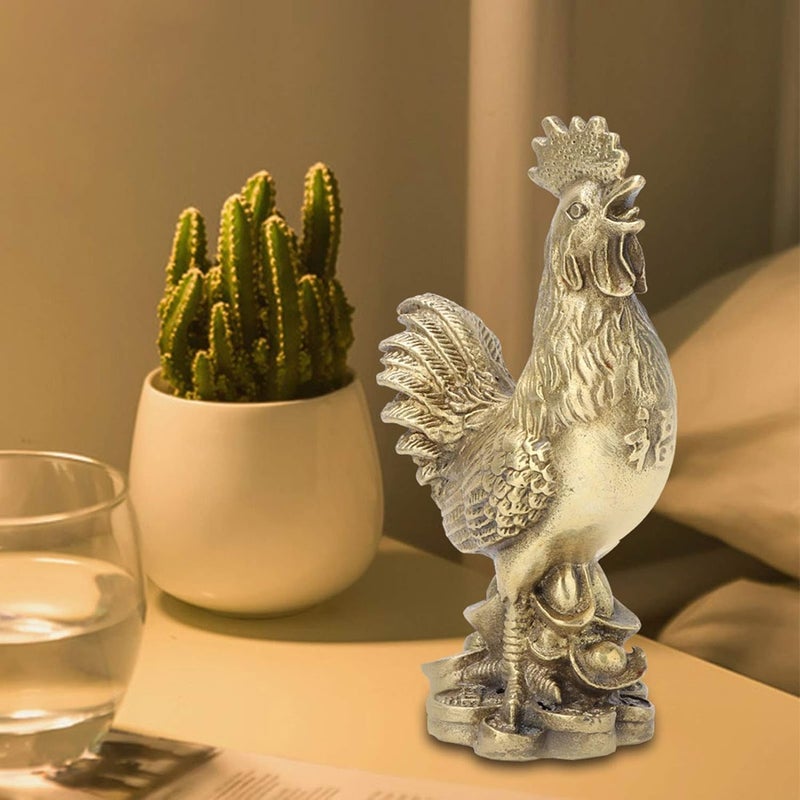 klarako Brass Chicken, Hand-Made Pure Brass Chicken, Rooster Statue Feng Shui Chicken Figurine Collection Symbol of Luck and Wealth for Office Enshrine Table Living Room Home Decoration - Image 1