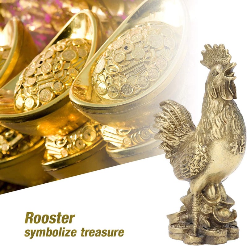 klarako Brass Chicken, Hand-Made Pure Brass Chicken, Rooster Statue Feng Shui Chicken Figurine Collection Symbol of Luck and Wealth for Office Enshrine Table Living Room Home Decoration - Image 2
