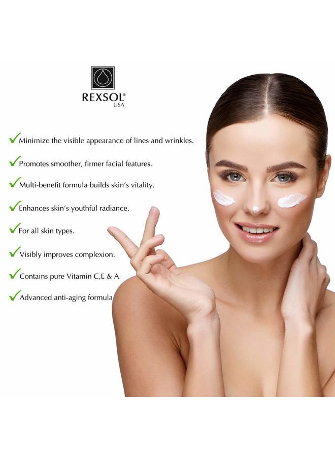 REXSOL - Retinol + Vitamin C Anti-Aging Cream | Effective Night Face Care & Dark Spot Remover | Anti-Aging Neck Cream & Wrinkle Cream That Truly Works | Infused with Vitamin E, A - 2 OZ - Image 1