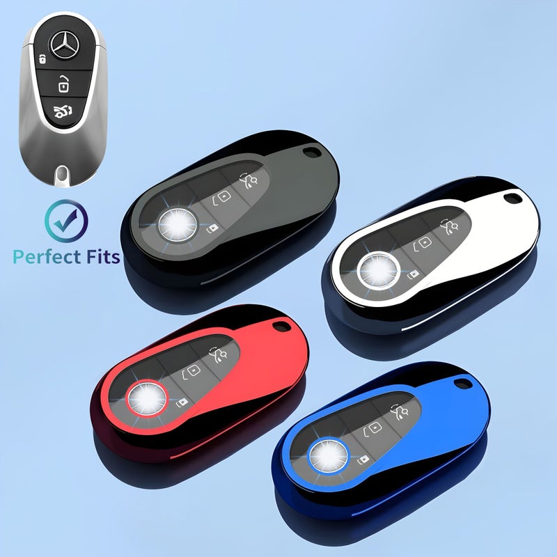 Blue Key Fob Cover For Mercedes S Class G Class E Class C300 2020 2025 - Image 1