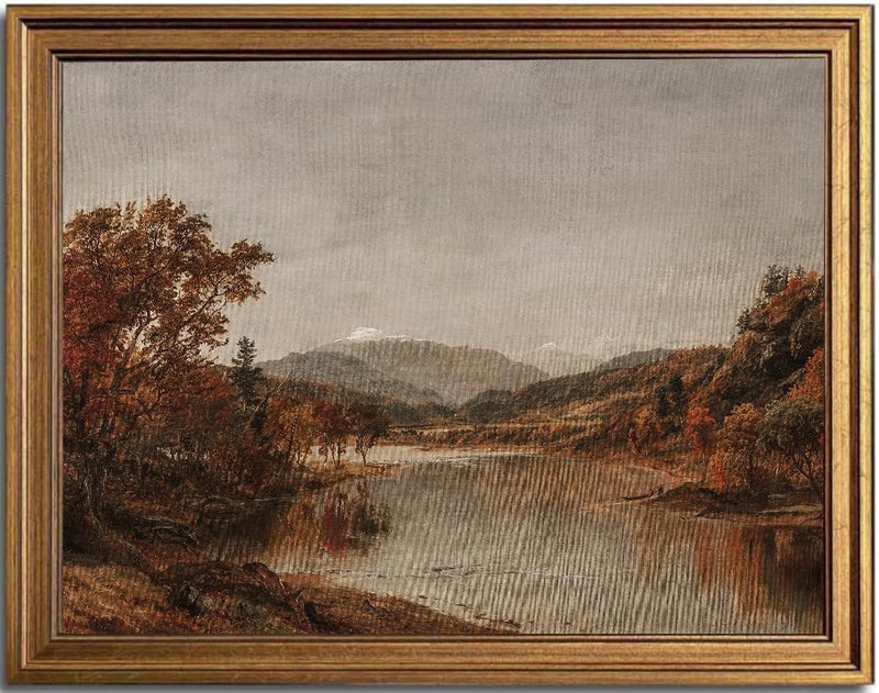KBKBART Framed Vintage Wall Art for Living Room Bedroom Decor Retro Watercolor Autumn Landscape Oil Painting Rustic Farmhouse Canvas Wall Art Vintage Art Fall Wall Decor 8x10