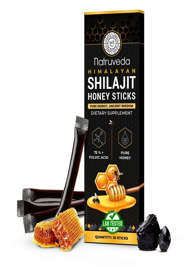 Natruveda, Himalayan Shilajit Honey Sticks for Men & Women - 75%+ Fulvic Acid & Trace Minerals - Raw Honey, Saffron & HimalayanShilajitResin - Stamina, Performance & Energy Support - Image 1
