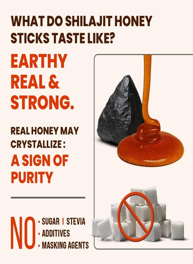 Natruveda, Himalayan Shilajit Honey Sticks for Men & Women - 75%+ Fulvic Acid & Trace Minerals - Raw Honey, Saffron & HimalayanShilajitResin - Stamina, Performance & Energy Support - Image 4