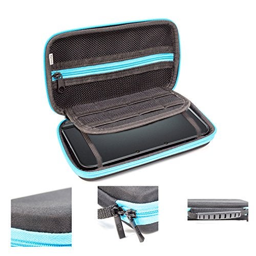 Orzly Carry Case for New 3DS XL Consoles with Slots for Games & Zip Pocket - BLUE on Black - Image 3