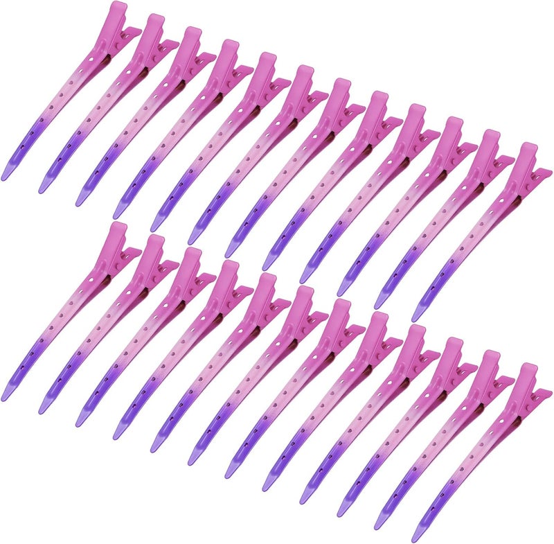 Bantoye 24 Packs Duck Bill Clips, 3.35 Inches Rustproof Metal Alligator Curl Clips with Holes for Hair Styling, Hair Coloring, Gradient Rose Red - Image 1