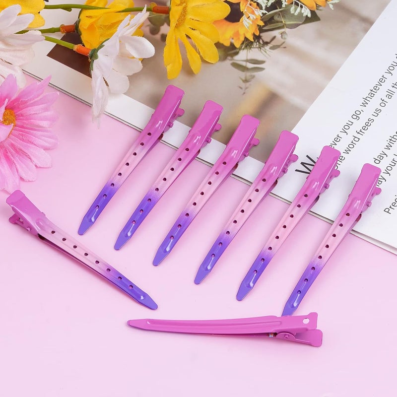 Bantoye 24 Packs Duck Bill Clips, 3.35 Inches Rustproof Metal Alligator Curl Clips with Holes for Hair Styling, Hair Coloring, Gradient Rose Red - Image 5