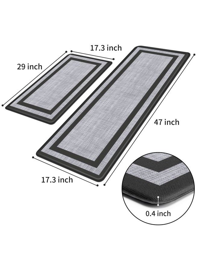 Mattitude Kitchen Mats Set of 2，Cushioned Anti-Fatigue Non-Skid Rug Sets Ergonomic Comfort Standing Mat for Kitchen, Floor, Office, Sink, Laundry, Black and Gray - Image 2