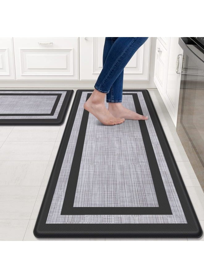 Mattitude Kitchen Mats Set of 2，Cushioned Anti-Fatigue Non-Skid Rug Sets Ergonomic Comfort Standing Mat for Kitchen, Floor, Office, Sink, Laundry, Black and Gray - Image 1