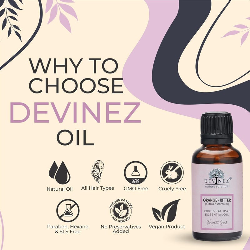 Devinez Devinez Orange Bitter Essential Oil 100 Pure Natural Undiluted for Aromatherapy Hair Skin Care Enriched In Vitamin E 50ml  - Image 2