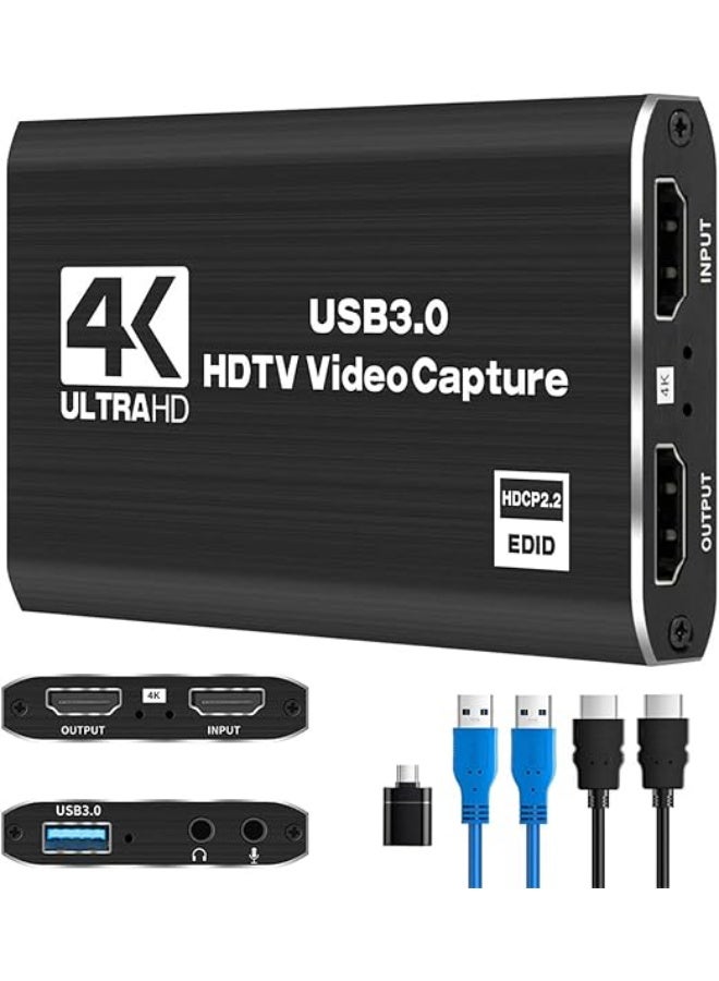 4K HDMI Audio Video Capture Card USB 3.0 | 1080P Full HD Video Capture Device for Gaming, Streaming & Online Teaching - Image 1