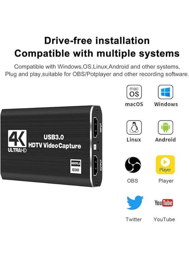 4K HDMI Audio Video Capture Card USB 3.0 | 1080P Full HD Video Capture Device for Gaming, Streaming & Online Teaching - Image 4