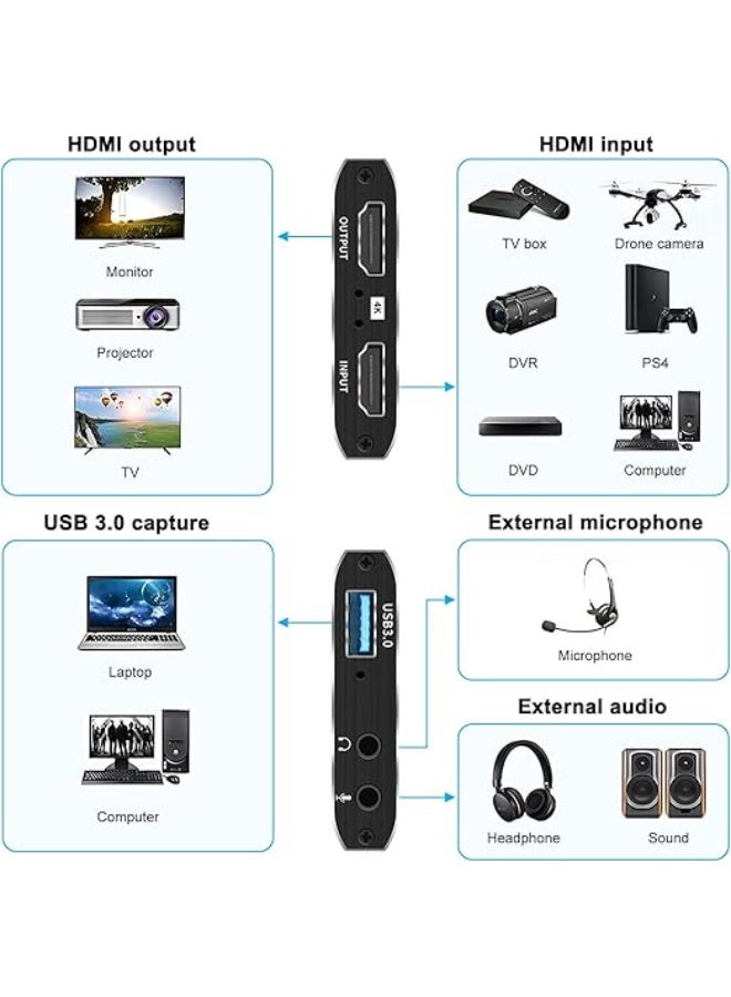 4K HDMI Audio Video Capture Card USB 3.0 | 1080P Full HD Video Capture Device for Gaming, Streaming & Online Teaching - Image 5