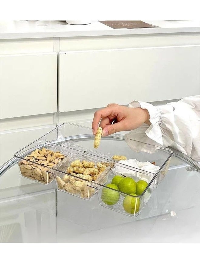 هابي هوم صينية تقديم الوجبات الخفيفة والمكسرات مصنوعة من الأكريليك بإطار ذهبي مقسمة إلى 4 أقسام (الطول: 30 سم - العرض: 20 سم) - Image 5