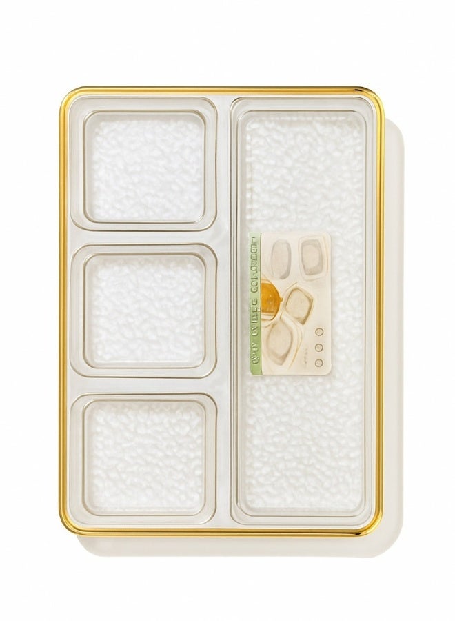 هابي هوم صينية تقديم الوجبات الخفيفة والمكسرات مصنوعة من الأكريليك بإطار ذهبي مقسمة إلى 4 أقسام (الطول: 30 سم - العرض: 20 سم) - Image 4