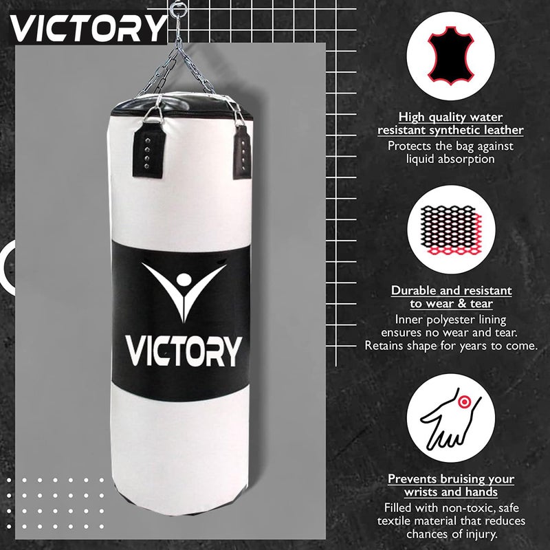 Victory Unfilled Canvas Premium Boxing Punching Bag with Stainless Steel Hanging Chain | Boxing | MMA | Kickboxing | Muay Thai | Karate | Judo | Taekwondo for Men & Women Hanging Bag (2 Feet) - Image 1