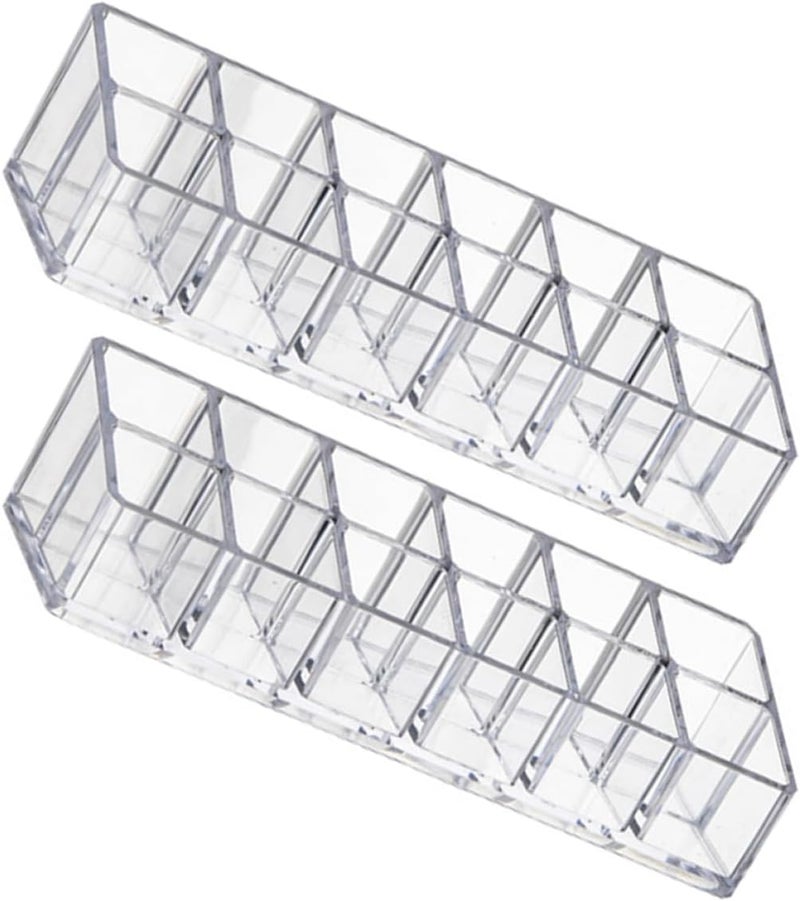 2 Pcs Lipstick Holder and Lipgloss Rack Double-layer 12-compartment Cosmetic Organizer Storage Box for Makeup and Skincare Displays - Image 1