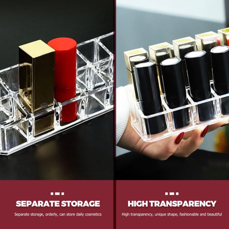 2 Pcs Lipstick Holder and Lipgloss Rack Double-layer 12-compartment Cosmetic Organizer Storage Box for Makeup and Skincare Displays - Image 5