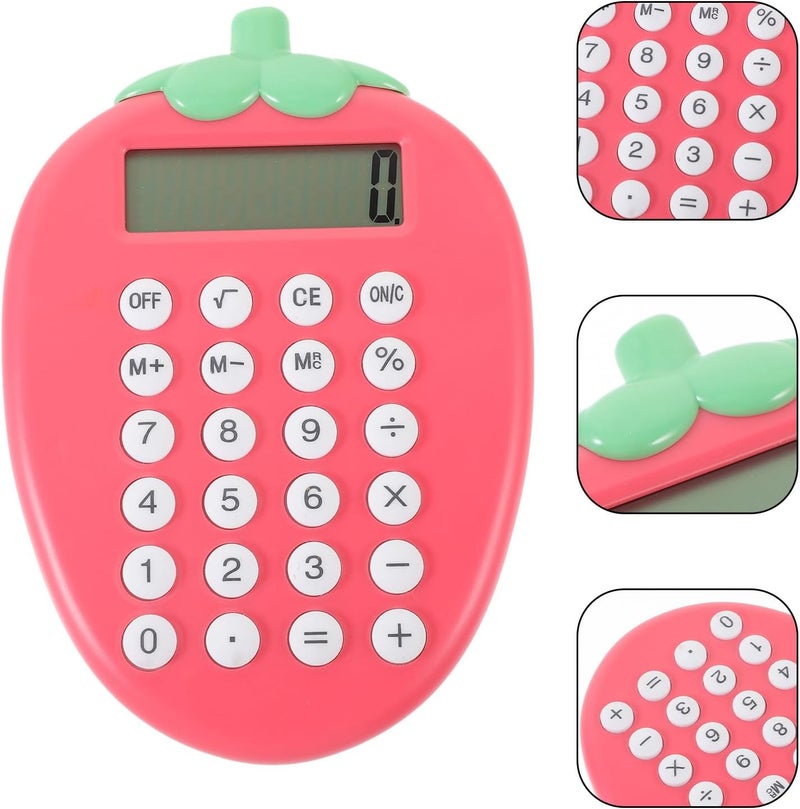 BESTonZON Solar-Powered Portable Basic Calculator with Strawberry Design, Compact Pocket Calculator Keychain for School Office Students, Cute Candy-Style Electronic Counting Tool - Image 2