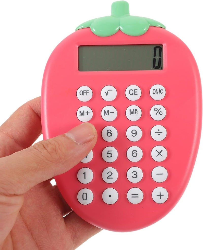 BESTonZON Solar-Powered Portable Basic Calculator with Strawberry Design, Compact Pocket Calculator Keychain for School Office Students, Cute Candy-Style Electronic Counting Tool - Image 4
