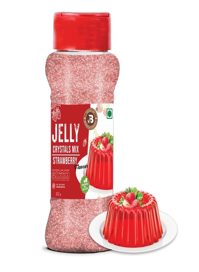 Brew Lab Jelly Crystals Mix Powder For Making Jelly - Strawberry Flavor | Easy To Make | Ready To Eat | No Gelatin - 100 Gm - Image 1