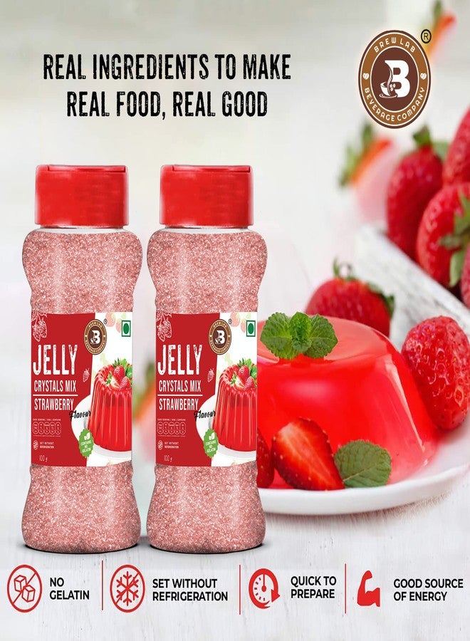 Brew Lab Jelly Crystals Mix Powder For Making Jelly - Strawberry Flavor | Easy To Make | Ready To Eat | No Gelatin - 100 Gm - Image 3