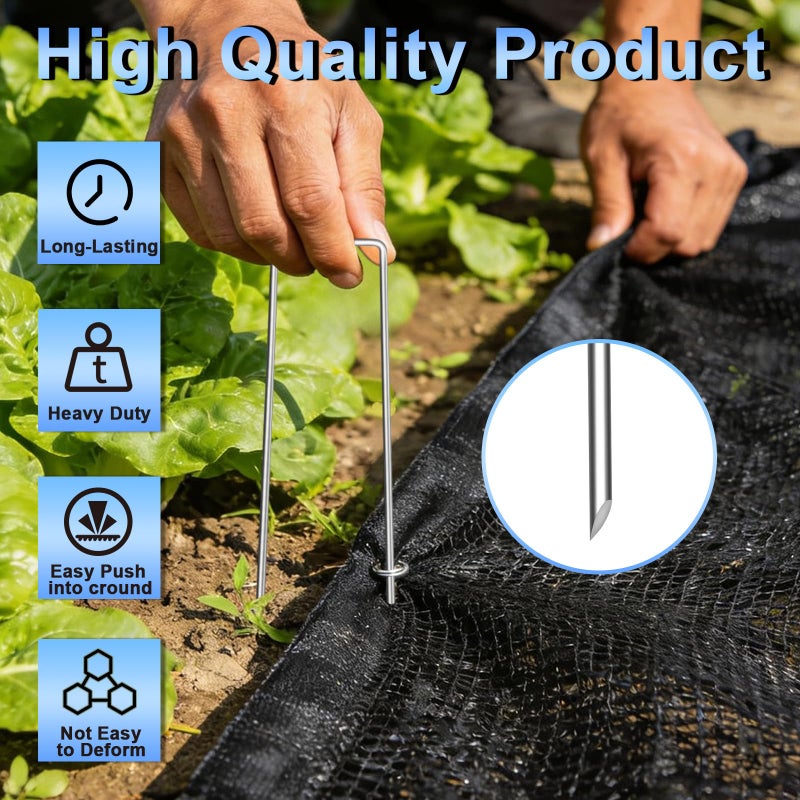 JERIA 6 Inch 240 Pack U-Shaped Galvanized Garden Stakes, 11 Gauge Landscape Staples, Landscape Fabric pins,Ground Stakes,Yard Stakes for Decorations - Image 4