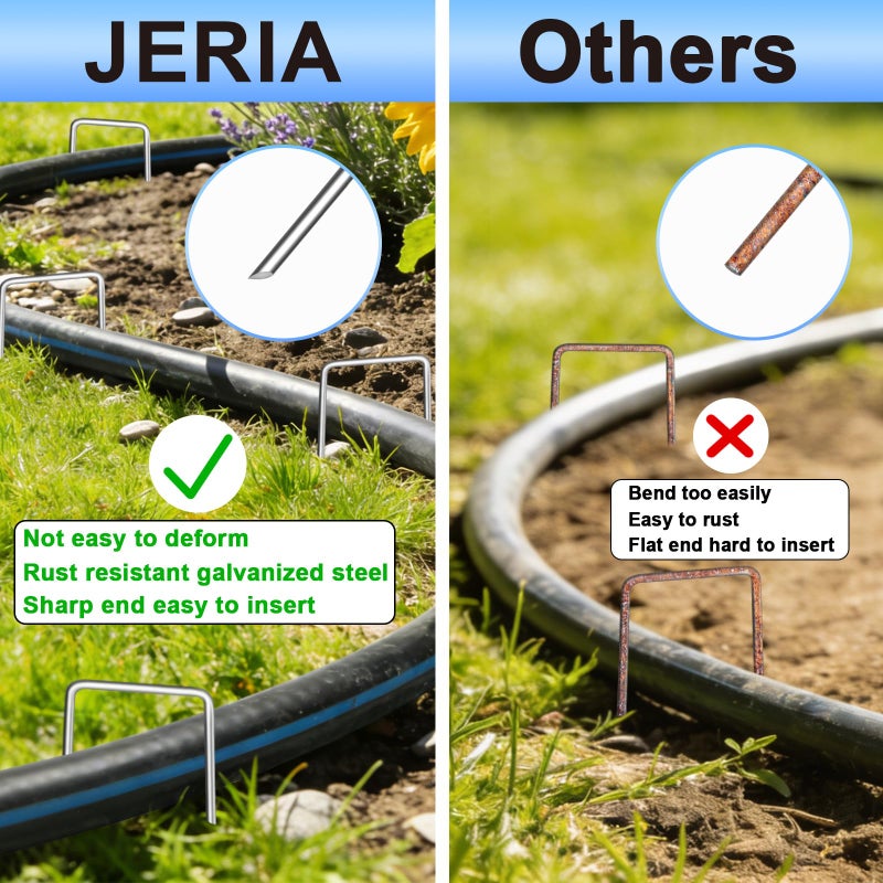 JERIA 6 Inch 240 Pack U-Shaped Galvanized Garden Stakes, 11 Gauge Landscape Staples, Landscape Fabric pins,Ground Stakes,Yard Stakes for Decorations - Image 5