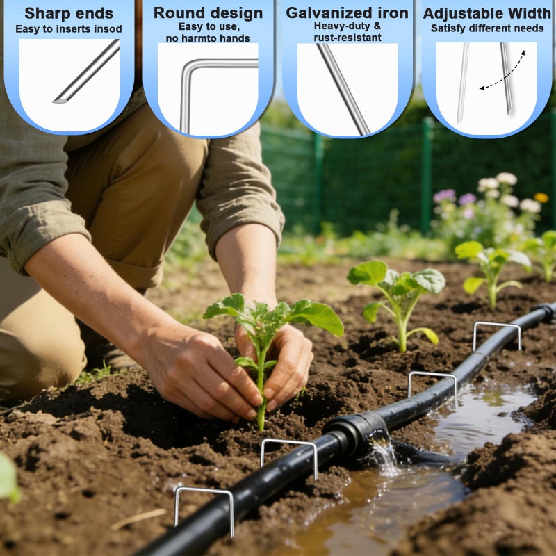 JERIA 6 Inch 240 Pack U-Shaped Galvanized Garden Stakes, 11 Gauge Landscape Staples, Landscape Fabric pins,Ground Stakes,Yard Stakes for Decorations - Image 3