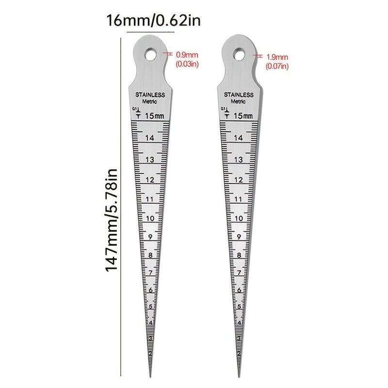 Taper Gauge Feeler 0.9 Scale 1-15mm Gap Hole Measuring Tool Thickness Probe - Image 1
