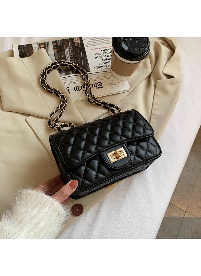 Generic - 2024 Fashion Mini Bag Ins Korean Chain Shoulder Black/Square Latch - Image 1