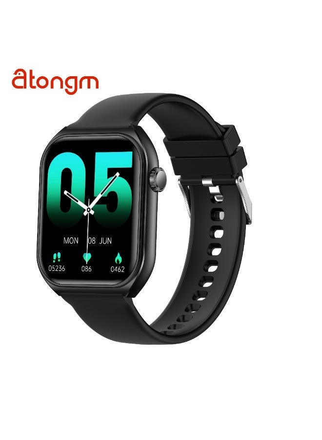 أتون جم ساعة atongm Lite الذكية بشاشة HD مقاس 1.83 بوصة، مقاومة للماء IP68، مكالمات عبر البلوتوث، تتبع معدل ضربات القلب والنوم - Image 1