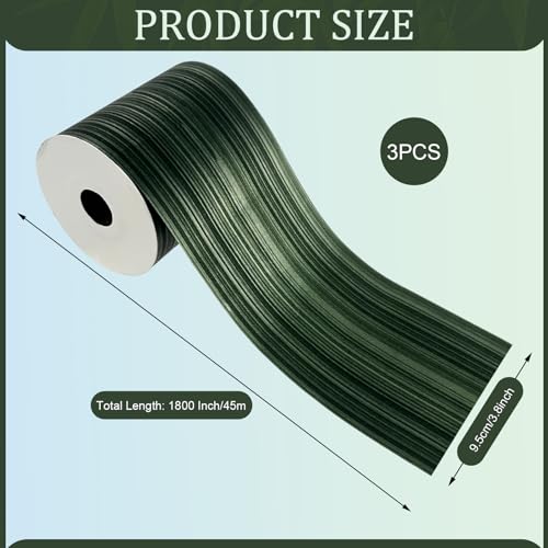 Foxtell 3 Rolls Green Leaf Ribbon - 4 Inches50 Yard Waterproof for Indoor/Outdoor Decoration & Floral Creation - Image 2