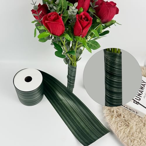 Foxtell 3 Rolls Green Leaf Ribbon - 4 Inches50 Yard Waterproof for Indoor/Outdoor Decoration & Floral Creation - Image 4