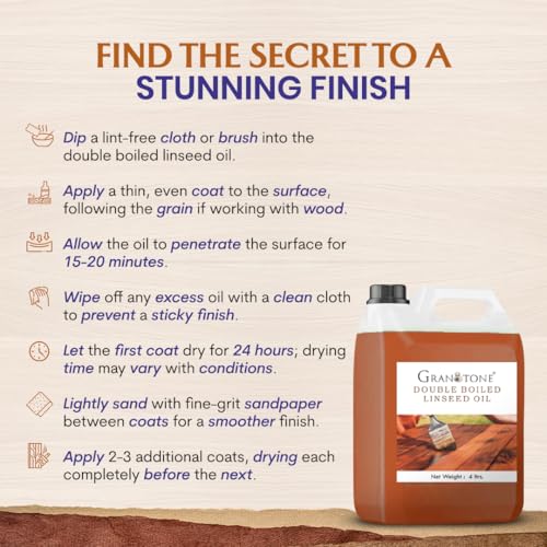 GRANOTONE Double Boiled Linseed Oil, an Effective Waterproof Furniture Polish Oil, Used for Wood Finishing, Sports Goods Like Cricket Bat, Filling Cracks, Mixing with Paint and Wall Putty (200 ml) - Image 4