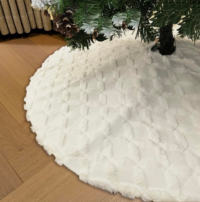 48 INCH CHRISTMAS TREE SKIRT FAUX FUR WITH CABLE KNIT KNITTED THICK DECORATION FOR MERRY CHRISTMAS DECORATIONS