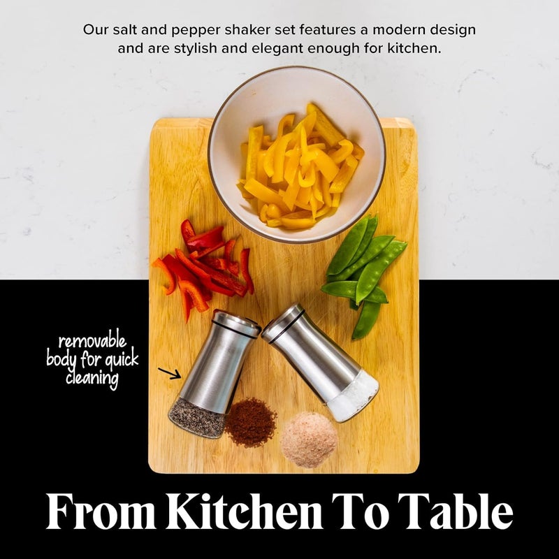 KRIVETY Premium Salt Pepper ShakerRefillable Dispenser with Elegant Stainless Steel Thick Clear Glass Bottom Perfect for HimalayanKosherSea SaltSpice Containers Home Restaurant Pack of 4 - Image 3
