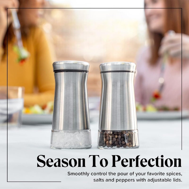 KRIVETY Premium Salt Pepper ShakerRefillable Dispenser with Elegant Stainless Steel Thick Clear Glass Bottom Perfect for HimalayanKosherSea SaltSpice Containers Home Restaurant Pack of 4 - Image 5