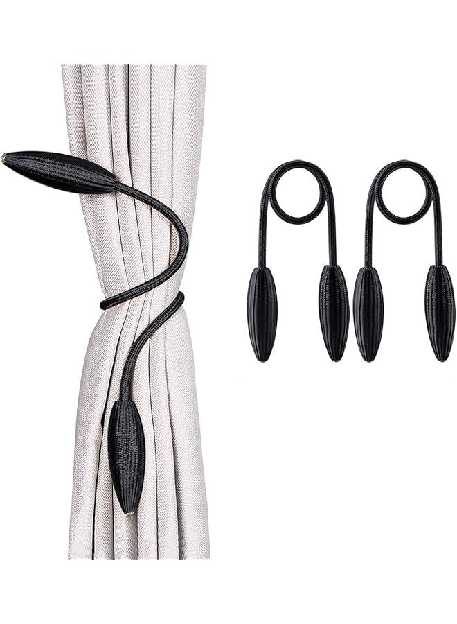 The Bros Curtain Tiebacks, 2 Pack Curtain Tieback Clips, Creative Decorative Window Drape Twist Tie Backs, European Style Modelling Curtain Holders Draperies Holdback for Home and Office (Black)  - Image 1