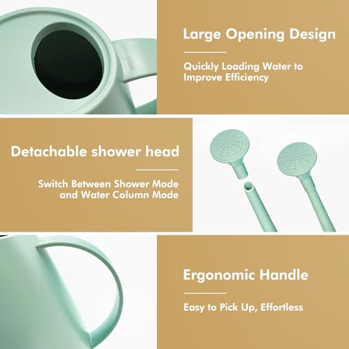 Etarewilt Watering Can for Indoor Outdoor Plants, Modern Small Watering Cans with Removable Nozzle, Long Spout Watering Can for Indoor Bonsai Plants Garden Flowers 1/2 Gallon 1.8L 60OZ (Green) - Image 5