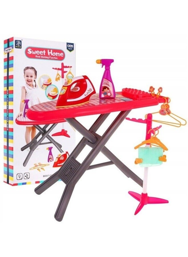 Toy Box Real Working Function Iron board with a sprinkler rack 4 hangers toys for kids - Image 1