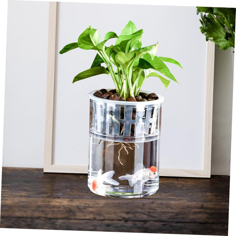 Hydroponic Tank Medium Plastic Aquarium Vase 15X12X12CM For Small Fish Breeding Desktop Decoration And Planting Easy To Maintain - Image 3