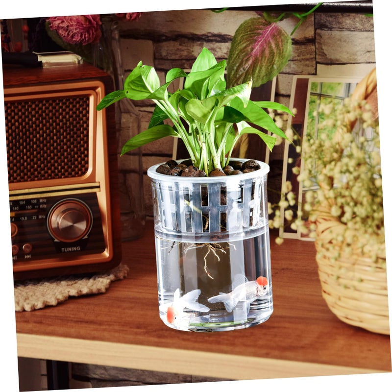 Hydroponic Tank Medium Plastic Aquarium Vase 15X12X12CM For Small Fish Breeding Desktop Decoration And Planting Easy To Maintain - Image 4