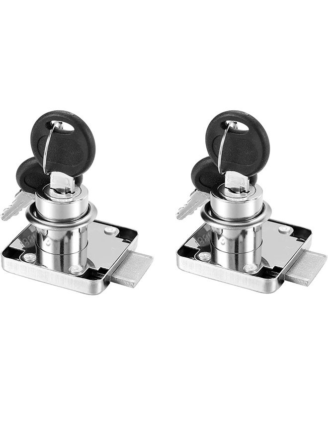 2 Pack Cabinet Drawer Locks with Keys, Keyed Alike Furniture Locker Lock, 3/4 20mm Cylinder Cam Drawer Locks Zinc Alloy, Security cam Drawer Lock for Wardrobe Dresser Mailbox - Image 1