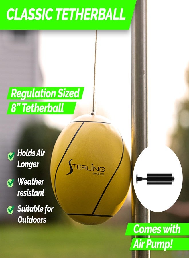 STERLING Sports Compact Tetherball Set for Outdoor Backyard with Ball and Rope Set, 9' Metal Pole, Air Pump Included - Image 4